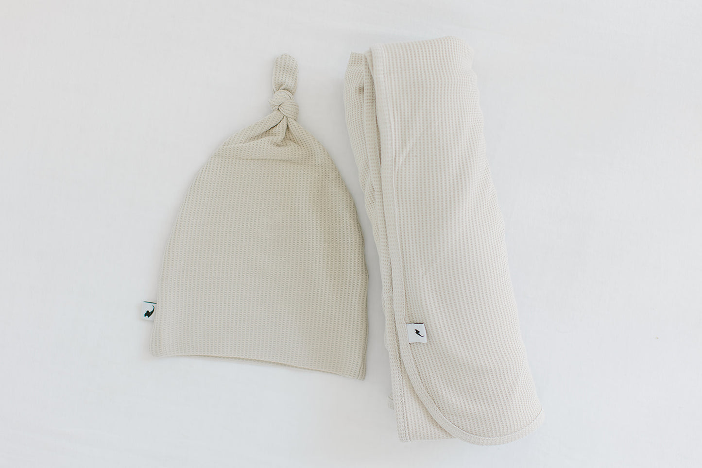 Grey waffle top knot hat