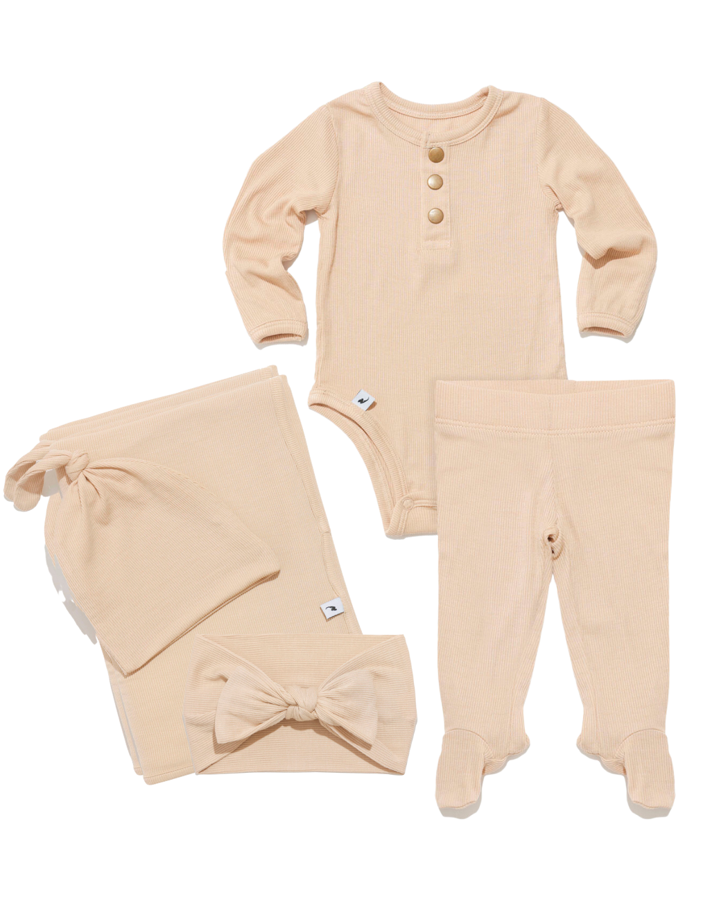 Tan Ribbed newborn essential bundle (two piece set)