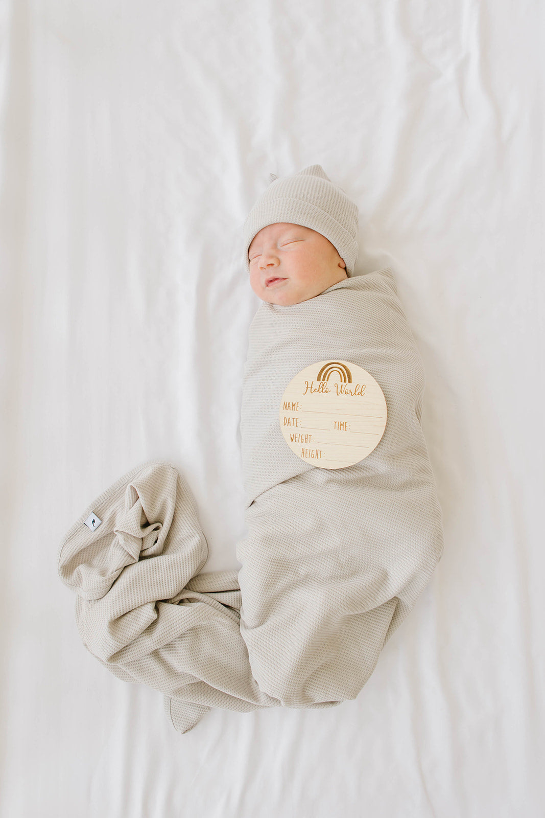 Grey Waffle Swaddle & Hat Bundle