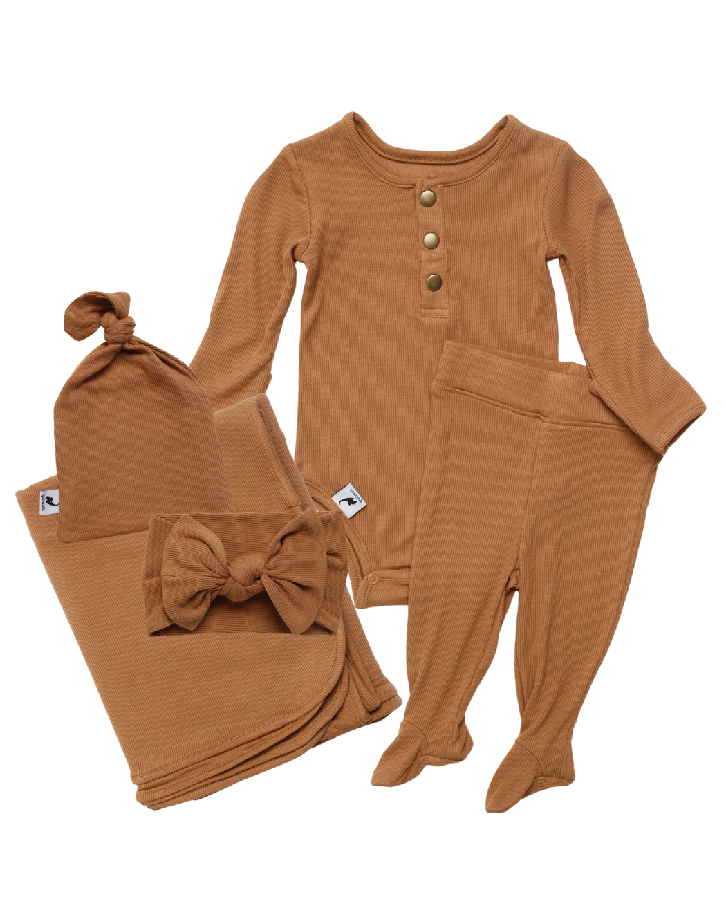 Camel ribbed newborn essential bundle (two piece set)