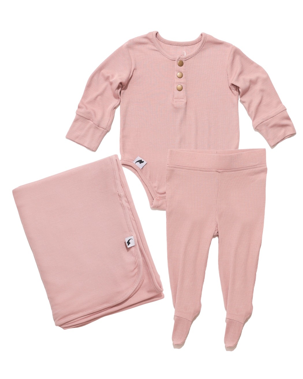 Blush ribbed newborn essential bundle (two piece set)