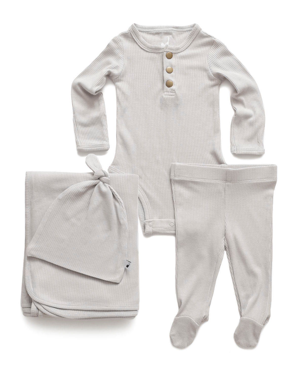 Grey waffle newborn essential bundle (two-piece)