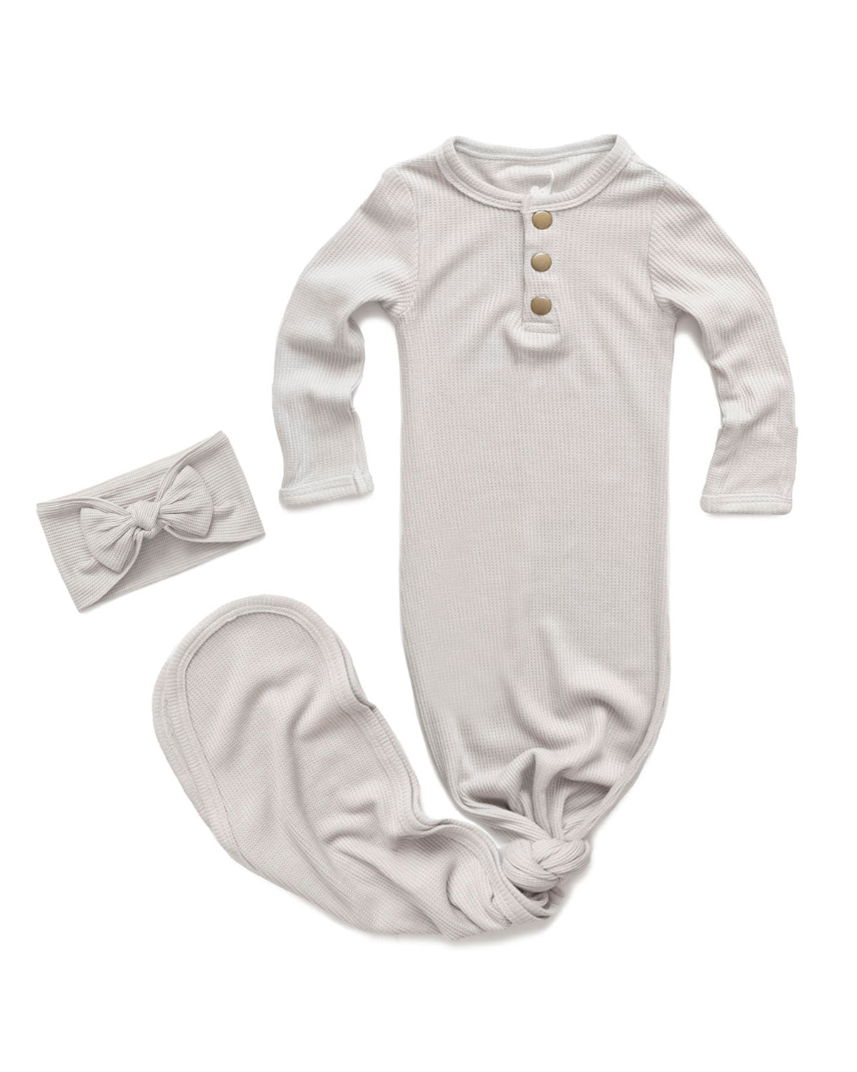 Grey Waffle Sleeper & Headband Bundle
