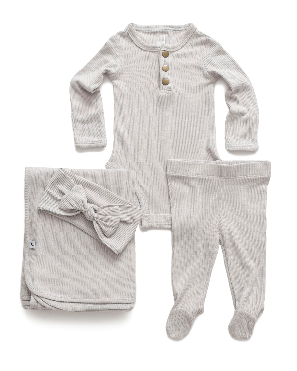 Grey waffle newborn essential bundle (two-piece)