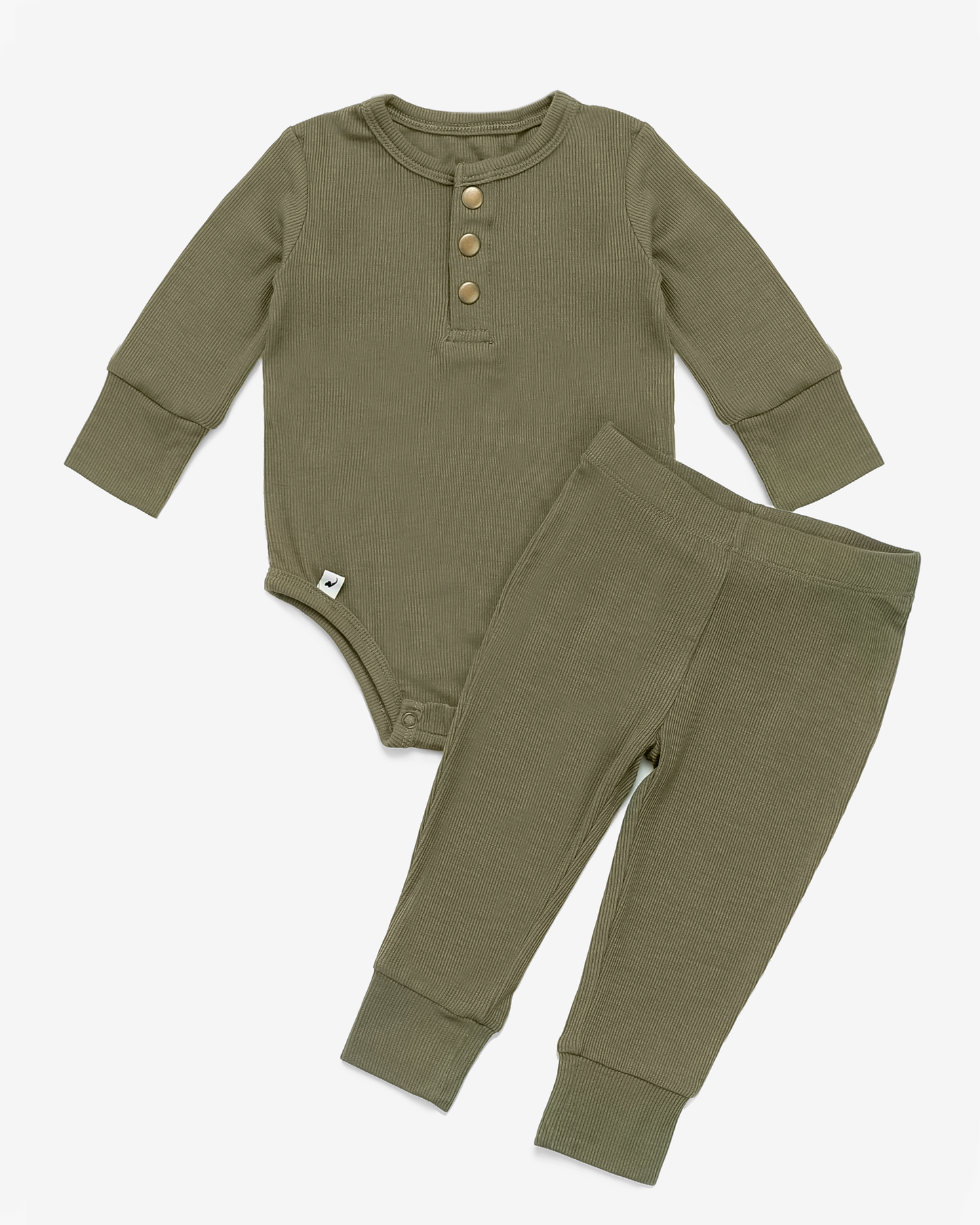 Olive Ribbed Two-Piece Set