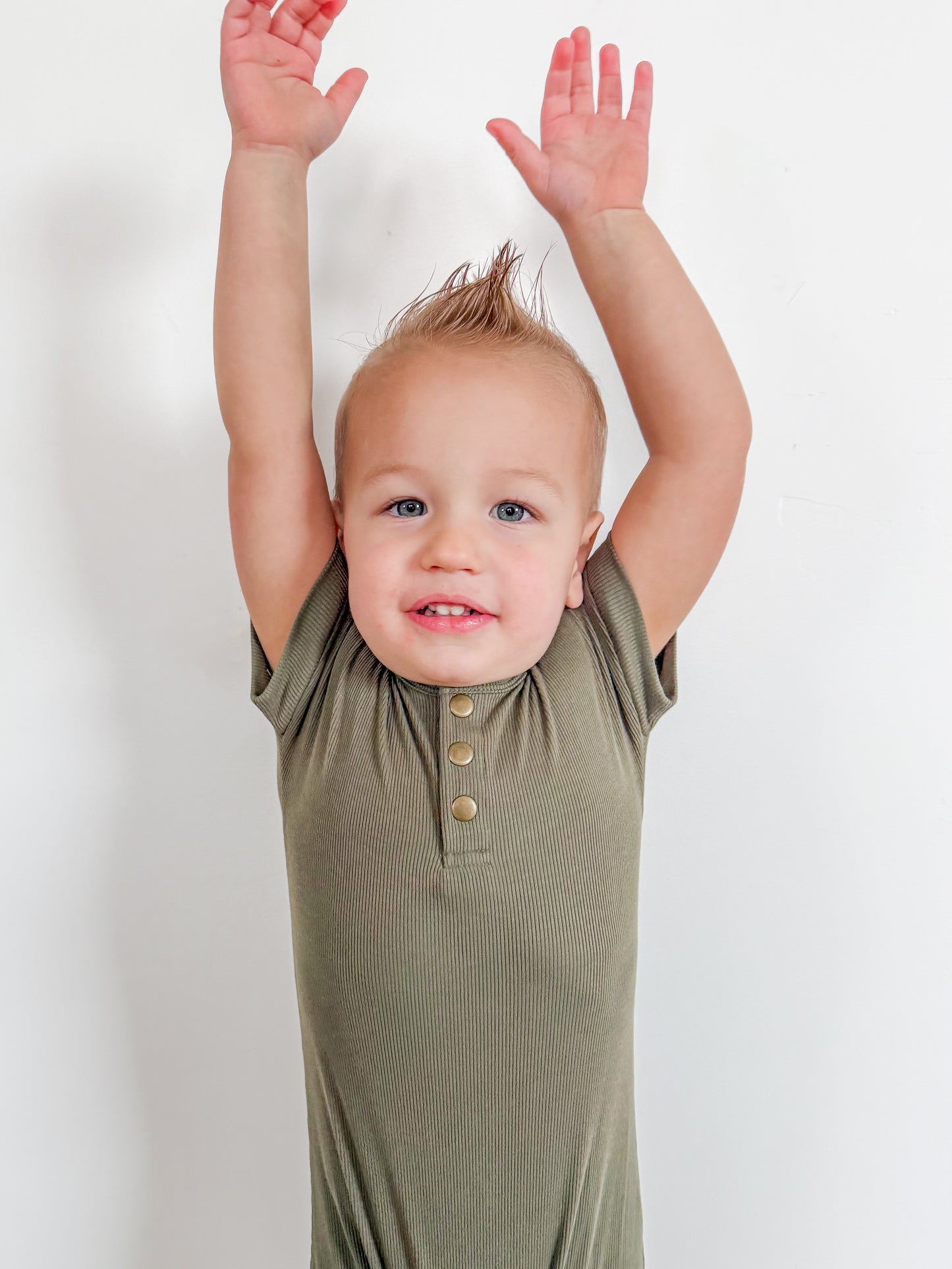 Olive Ribbed Romper