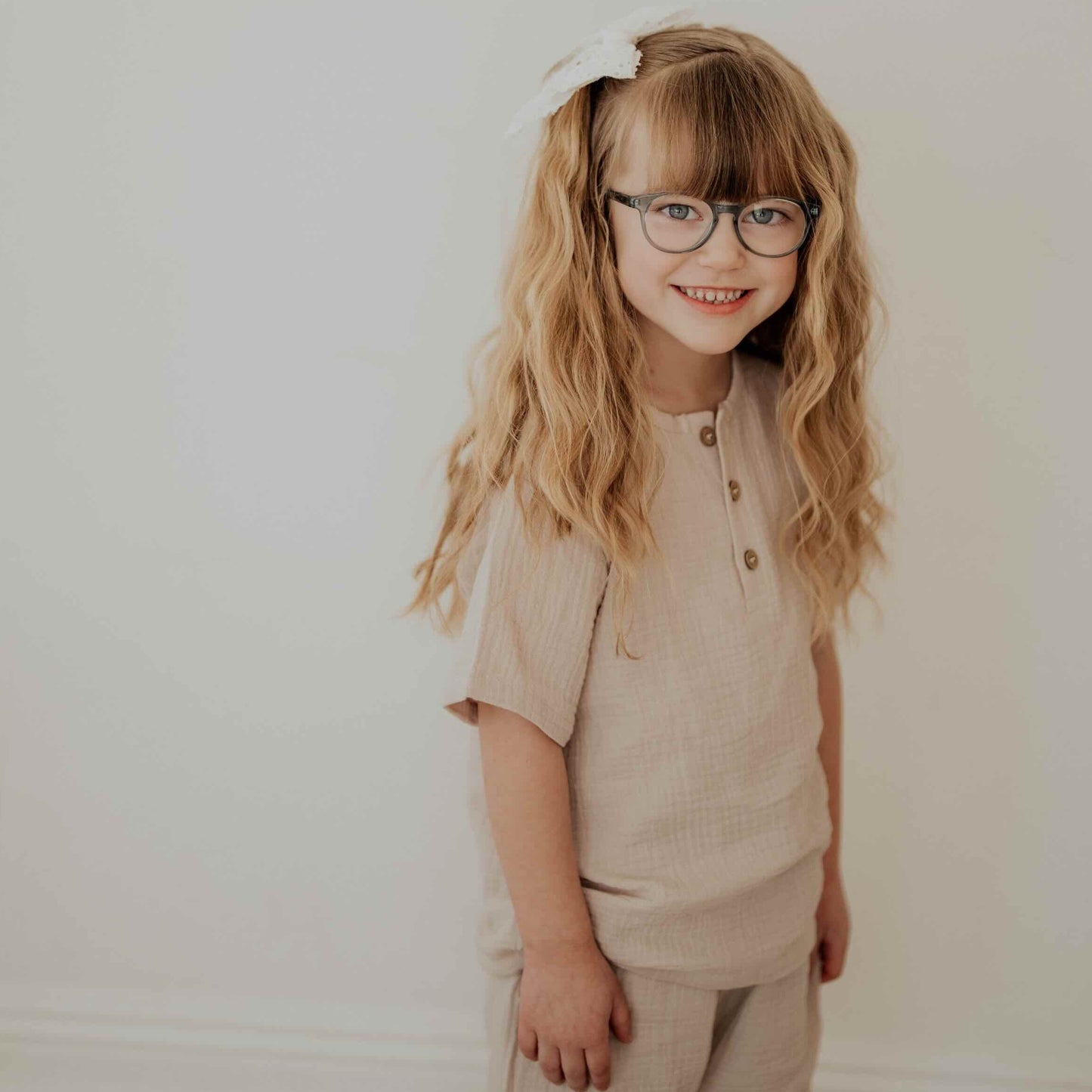 Cream Muslin Shorts Set