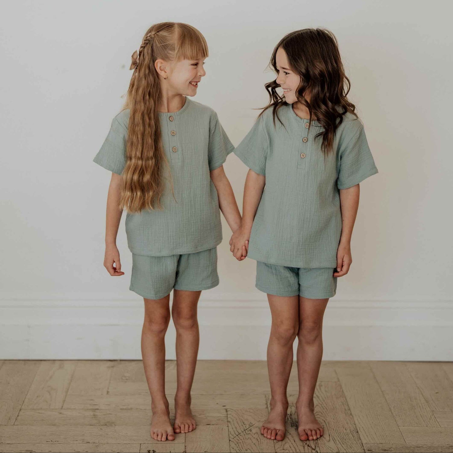 Teal Muslin Shorts Set