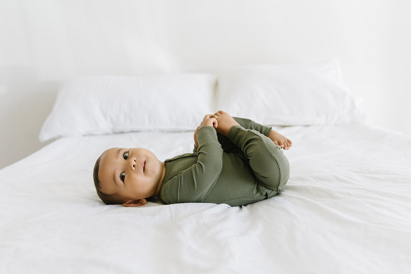 Olive Ribbed Two-Piece Set