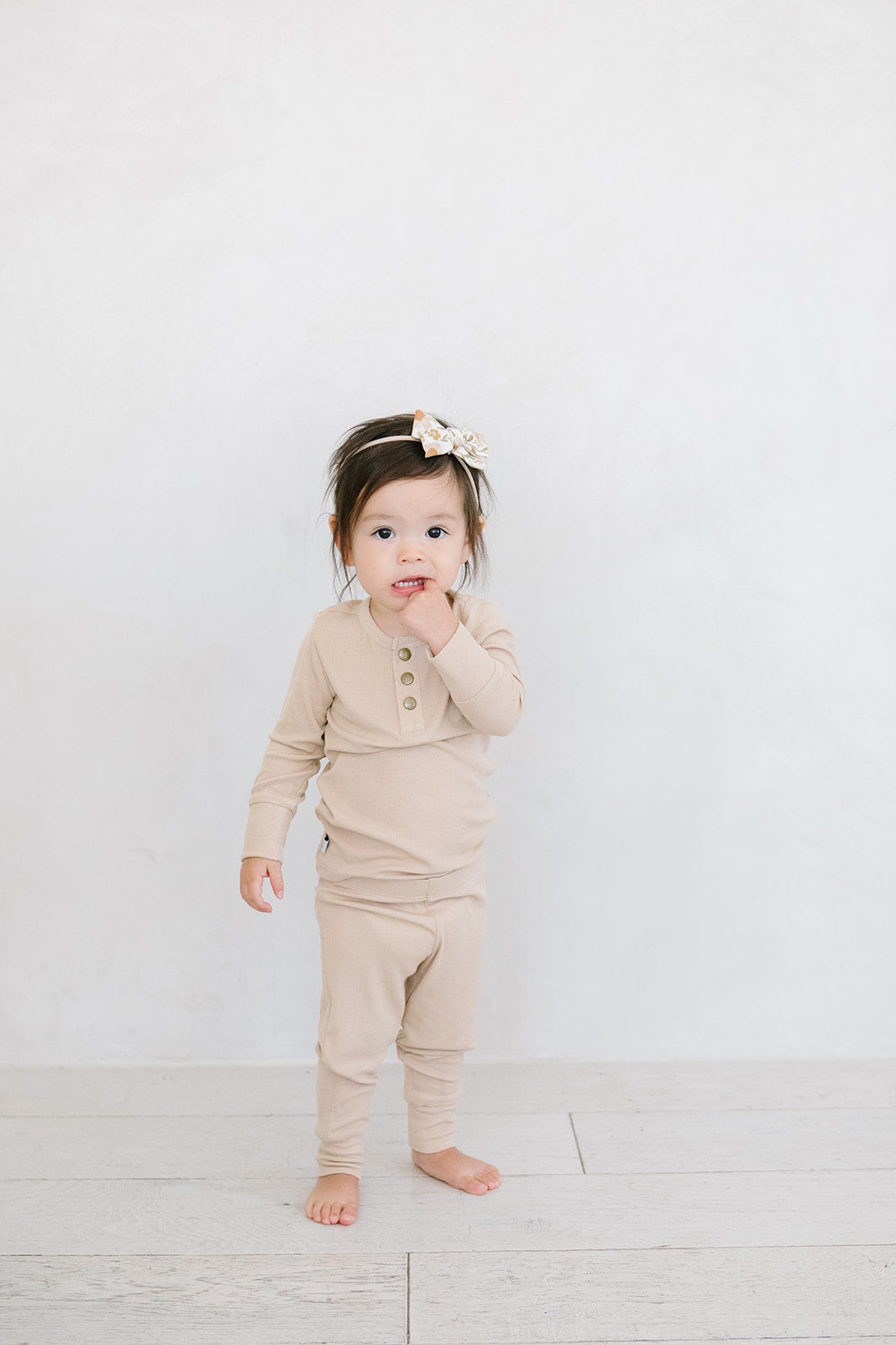 Tan ribbed two-piece set