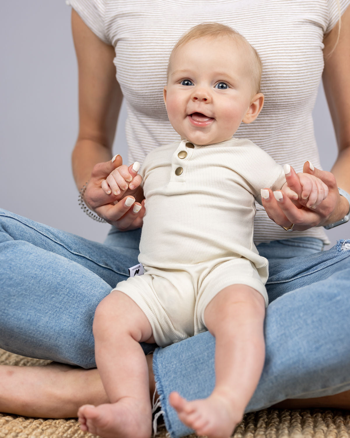 oatmeal ribbed romper