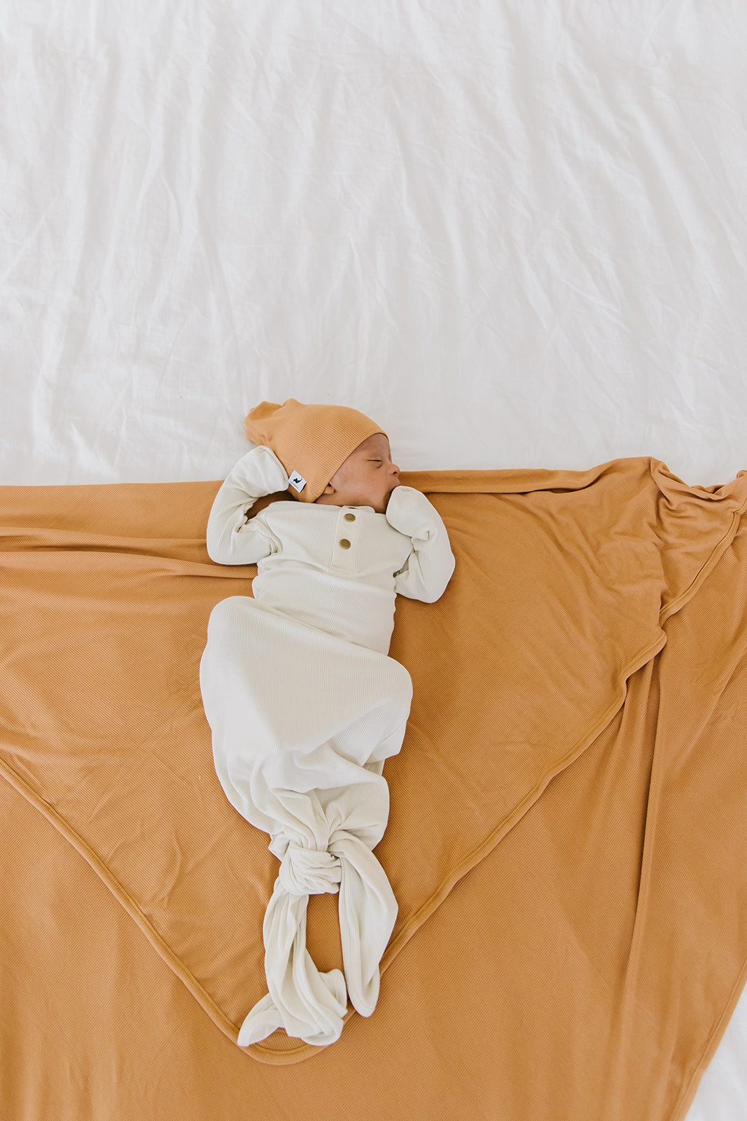 camel ribbed stretchy swaddle
