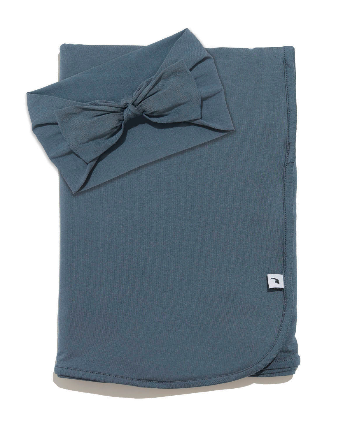 Navy knit headband & swaddle bundle