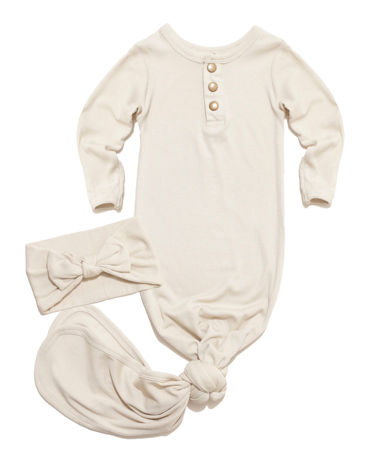 Oatmeal Ribbed Knit Headband & Sleeper Bundle