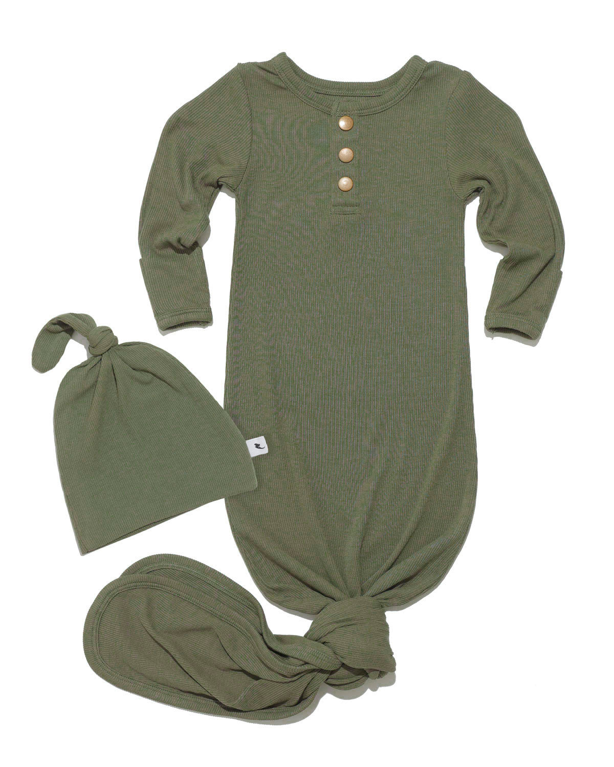 Olive Ribbed Sleeper Hat Bundle