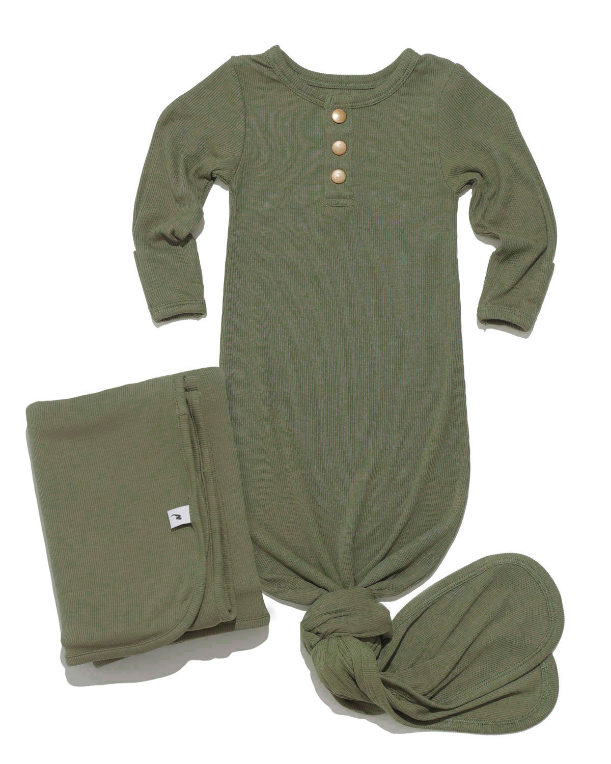 Olive ribbed sleeper swaddle bundle