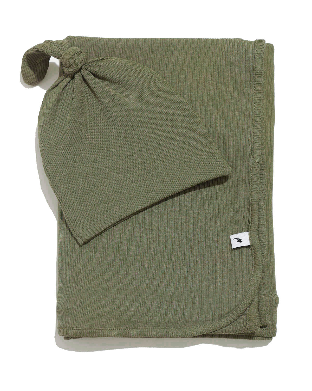 Olive ribbed hat & swaddle bundle