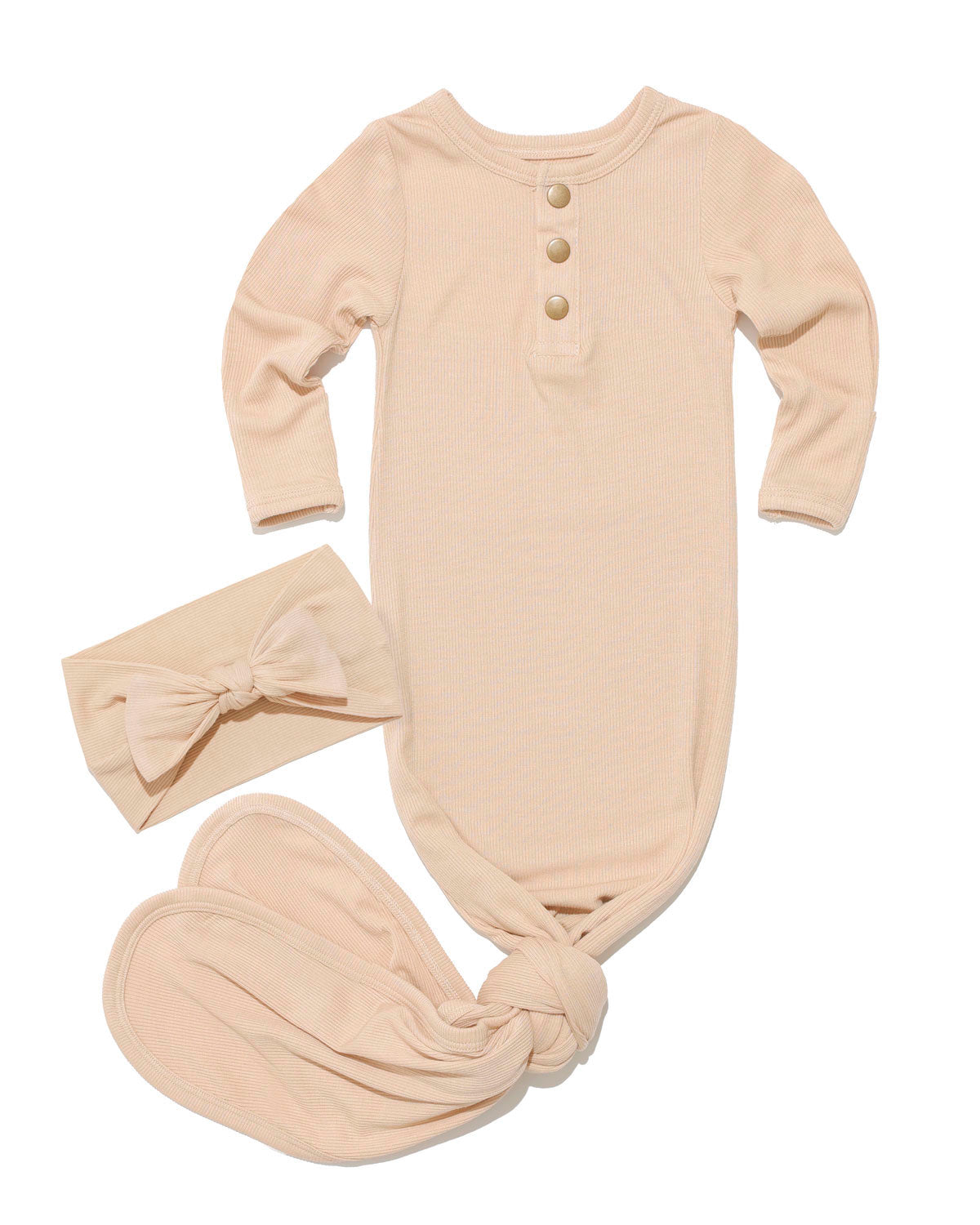Tan Ribbed Knit Headband & Sleeper Bundle