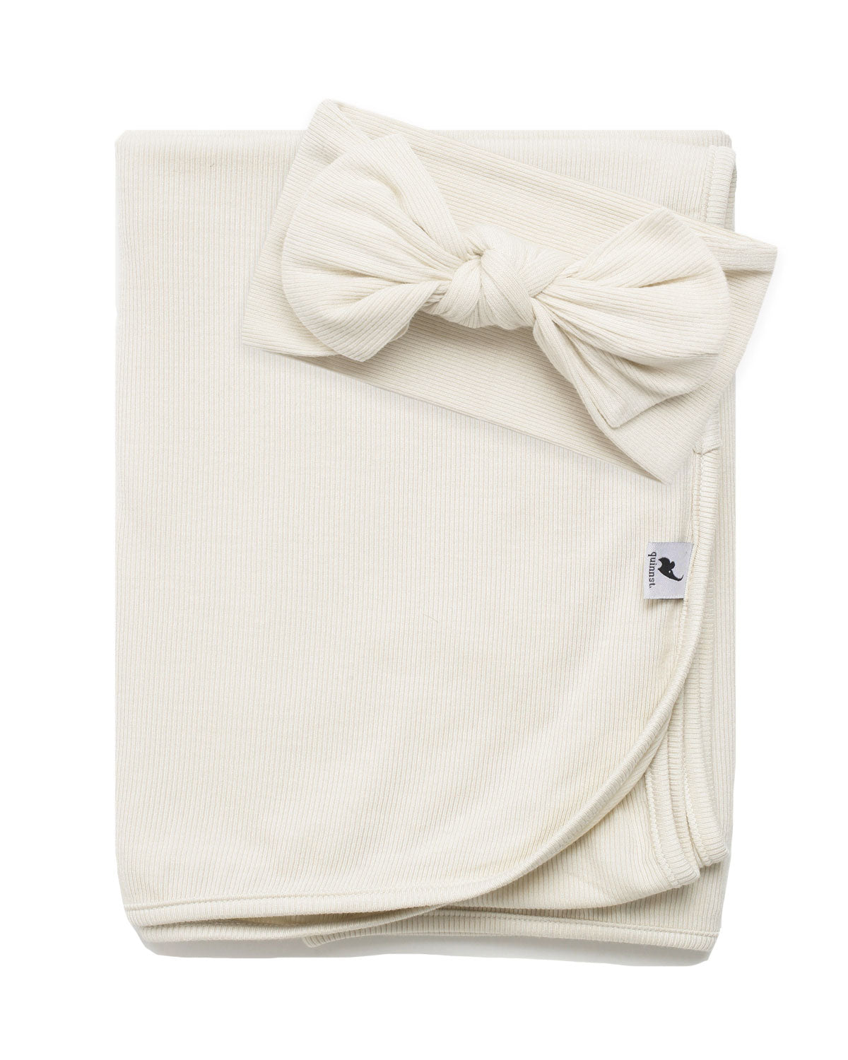Oatmeal ribbed knit headband & swaddle bundle