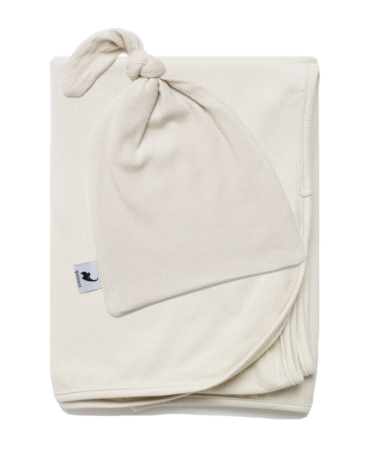 Oatmeal ribbed hat & swaddle bundle