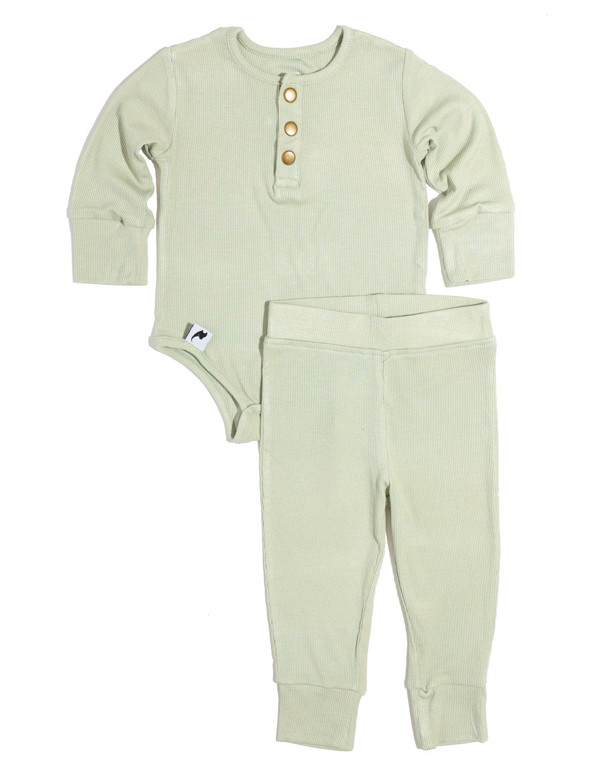 sage ribbed two-piece set