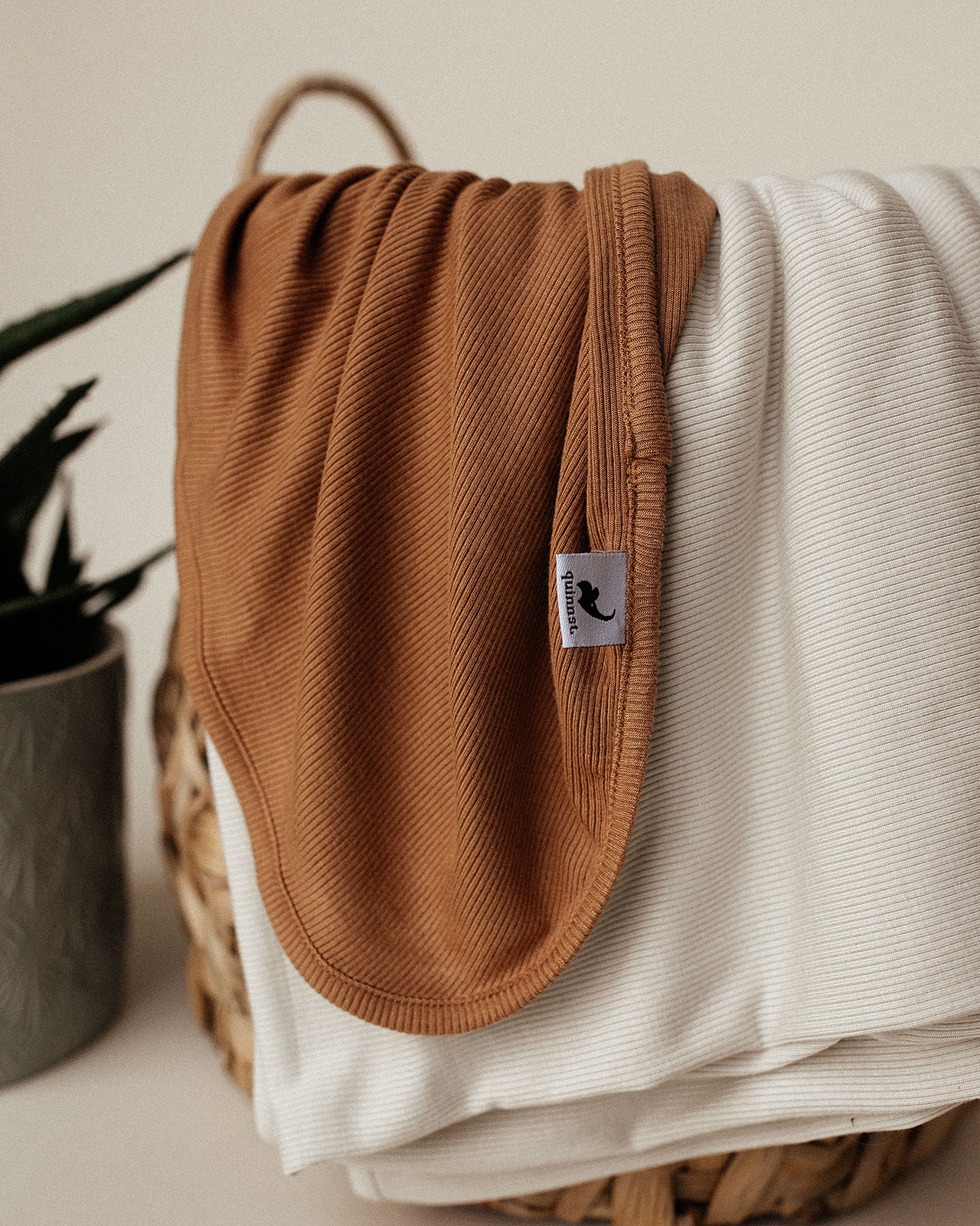 camel ribbed stretchy swaddle