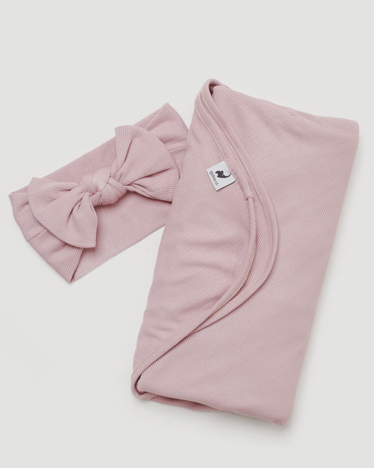 blush ribbed knit headband & swaddle bundle