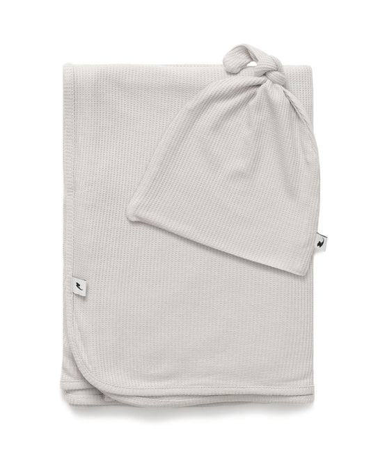 Grey Waffle Swaddle & Hat Bundle