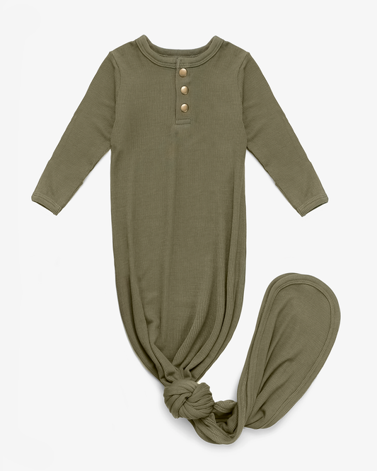 Olive Ribbed Knotted Sleeper