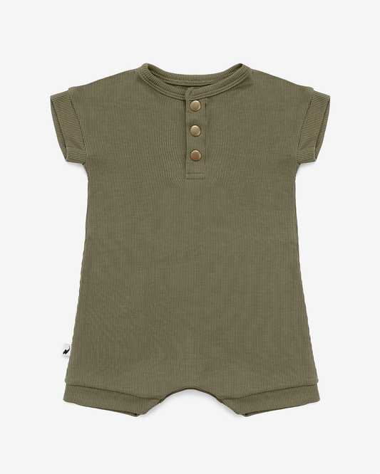Olive Ribbed Romper