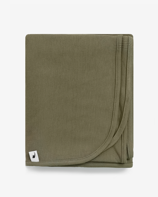 Olive ribbed stretchy swaddle