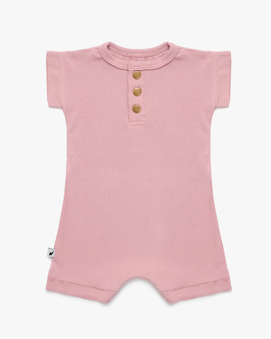 blush ribbed romper