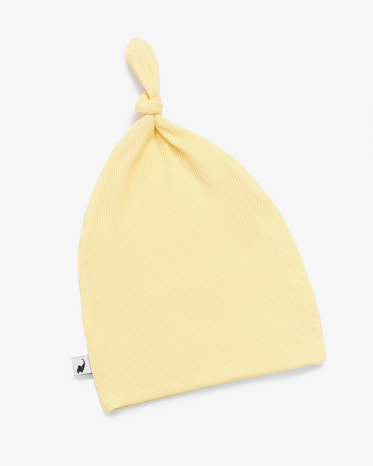 Lemon Ribbed Top Knot Hat