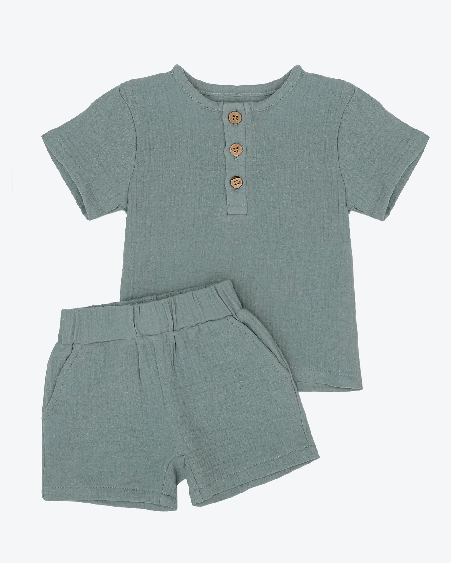 Teal Muslin Shorts Set