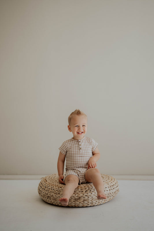 Gingham Print Romper