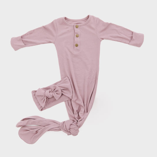 Blush Ribbed Knit Headband & Sleeper Bundle