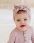 blush ribbed cozy two piece set with knit headband