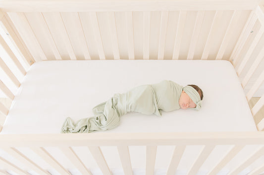 sage ribbed swaddle