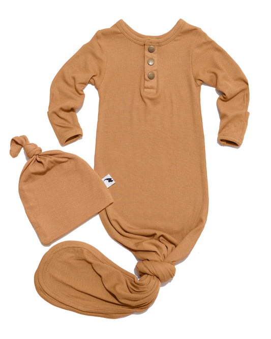 Camel Ribbed Sleeper Hat Bundle