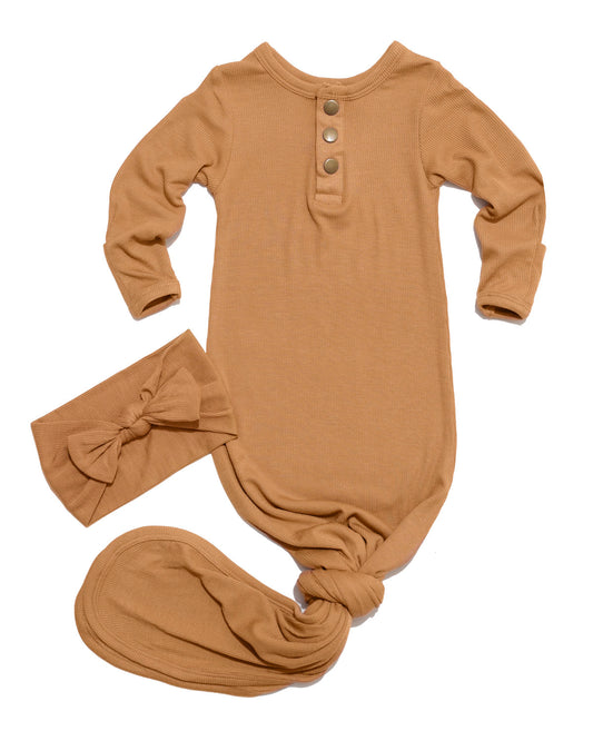 Camel Ribbed Knit Headband & Sleeper Bundle