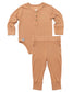 camel ribbed two-piece set