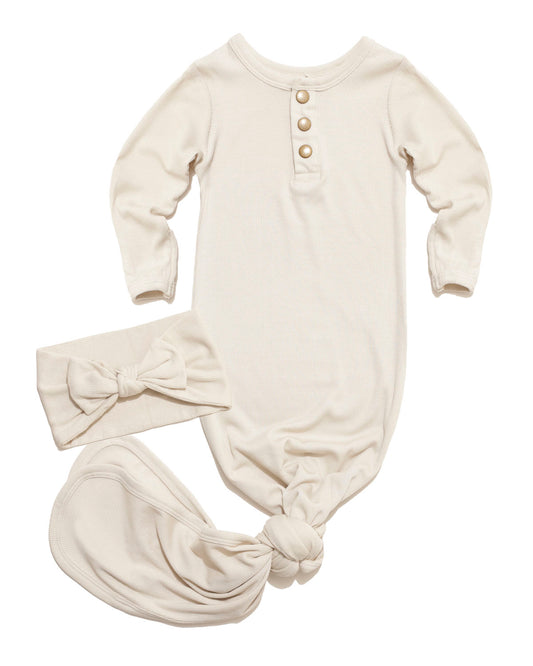 Oatmeal Ribbed Knit Headband & Sleeper Bundle