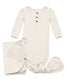 Oatmeal ribbed newborn essential bundle (knotted sleeper)