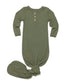 Olive ribbed newborn essential bundle (knotted sleeper)