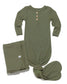 Olive ribbed sleeper swaddle bundle