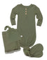 Olive ribbed newborn essential bundle (hat)
