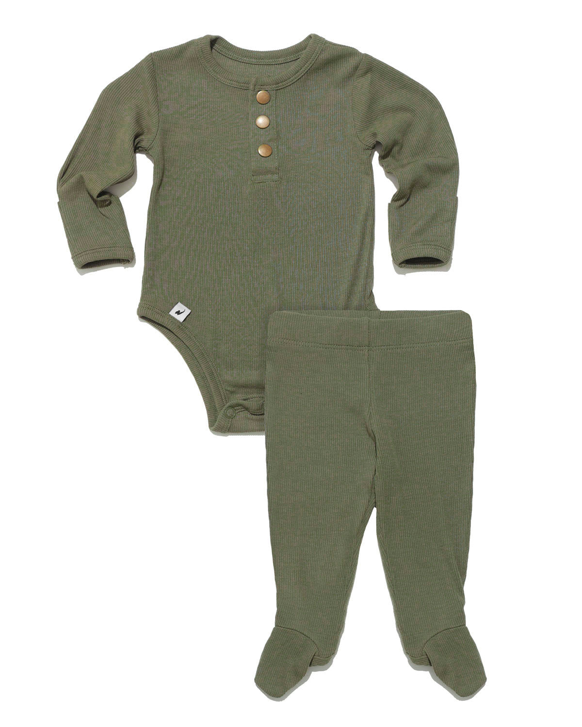 Olive ribbed two-piece set