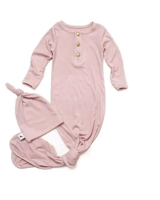 Blush Ribbed Hat & Sleeper Bundle