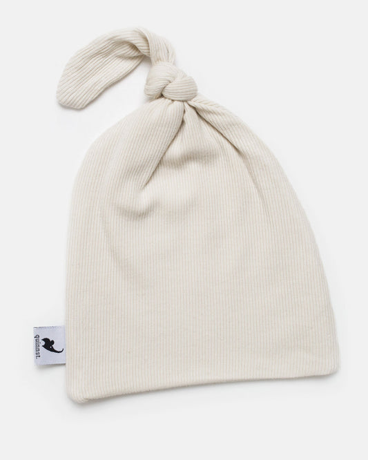 oatmeal ribbed top knot hat
