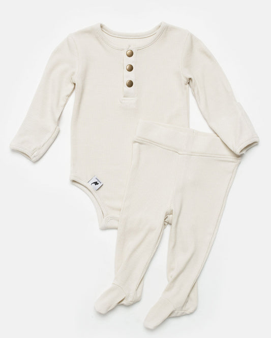 oatmeal ribbed two-piece set